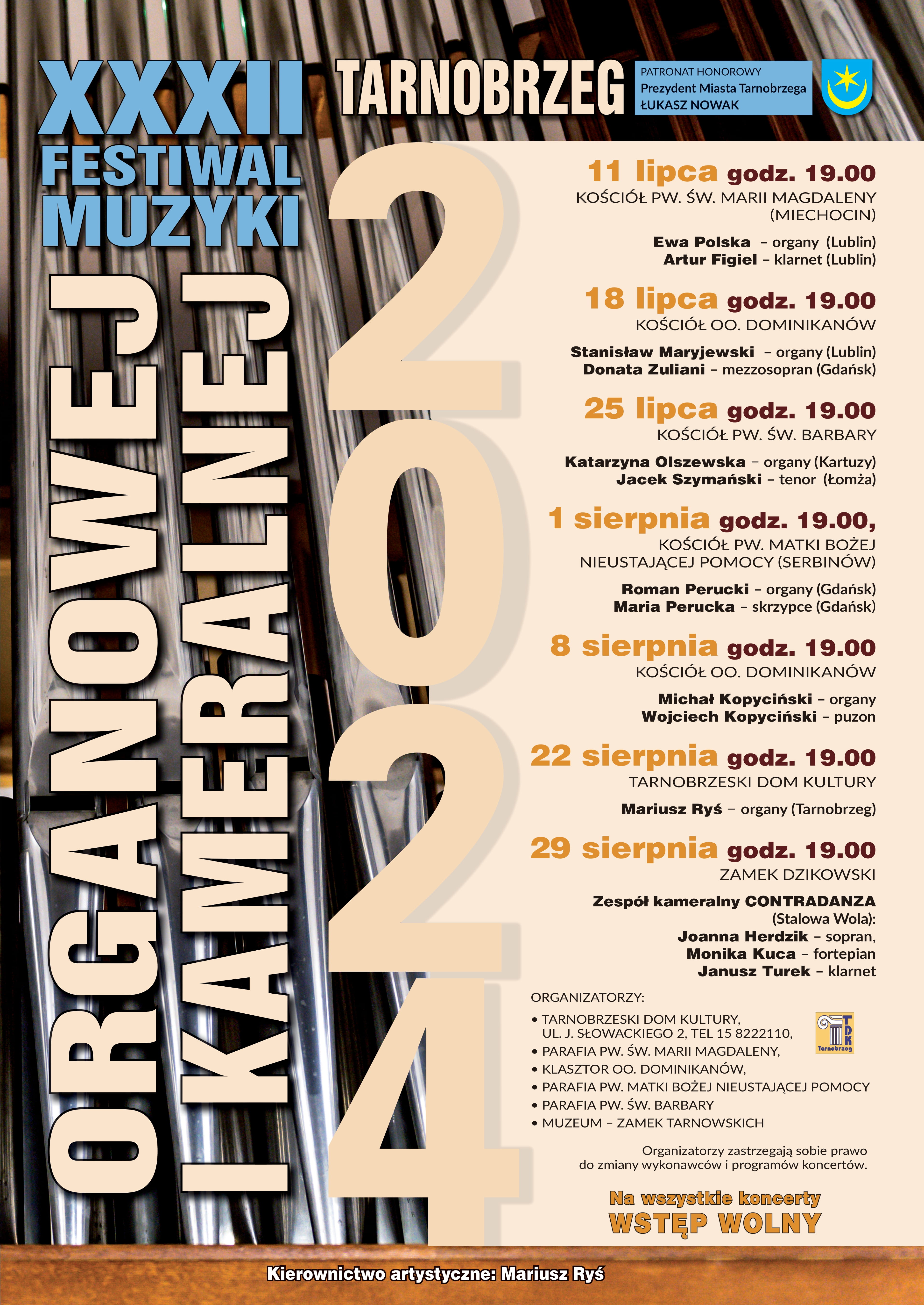 XXXII Festiwal Muzyki Organowej i Kameralnej Tarnobrzeg 2024